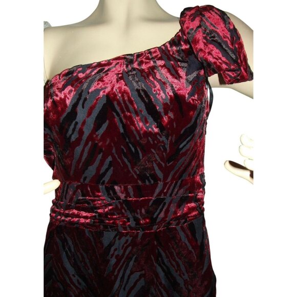 Silence + Noise Dress Womens Size Small Red Black One-Shoulder velvet party y2k - Picture 5 of 9
